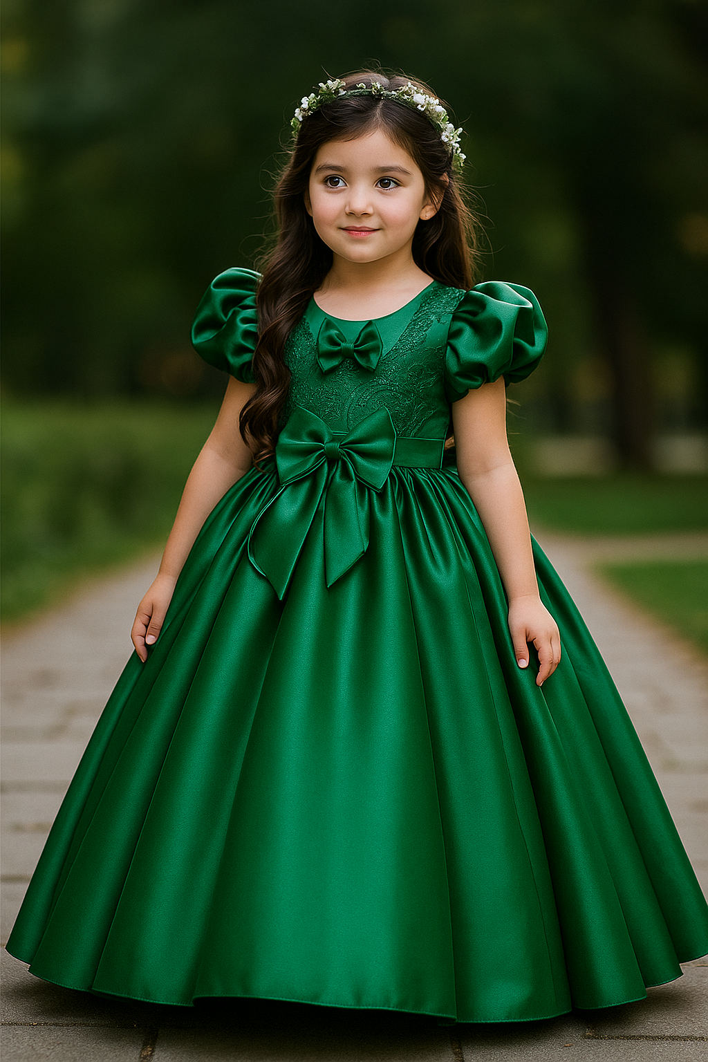 Bottle Green Satin Maxi Dress