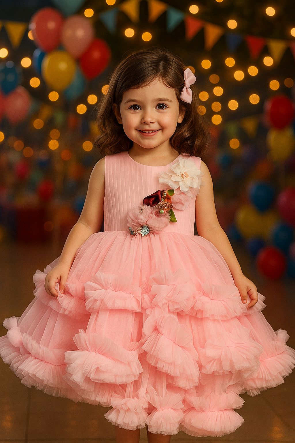 Flowers Ruffle Dress