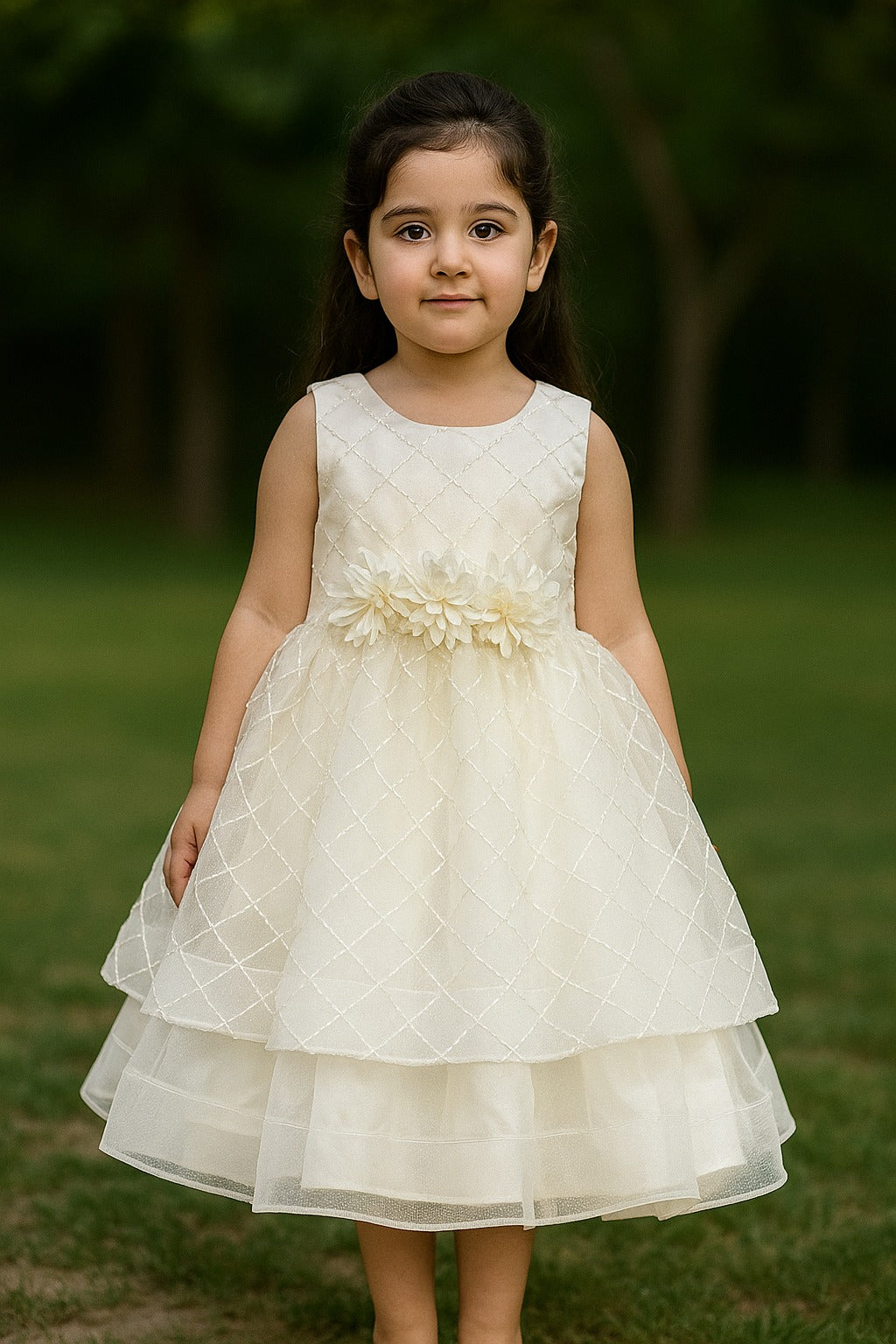 White Emerald Pearls Frock