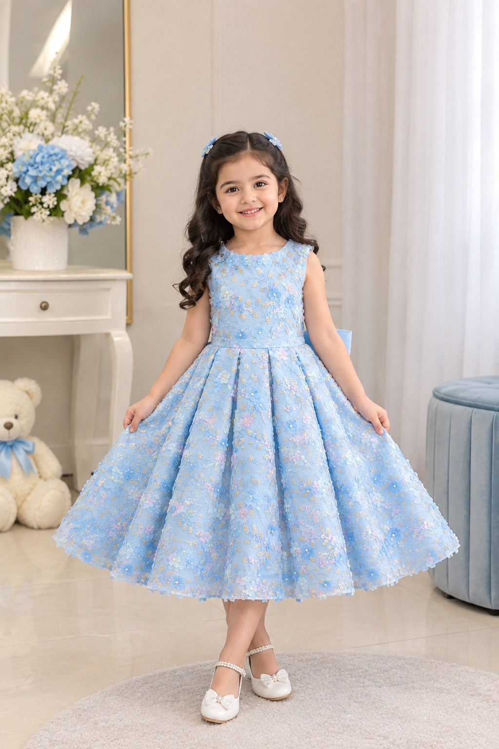 Bridal 3D Flower Ballgown